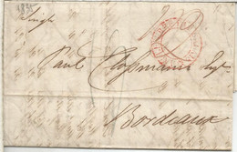 LONDON TO BORDEAUX FRANCE 1835 WITH RED CACHET ANGLETERRE PAS DE CALAIS - ...-1840 Vorläufer