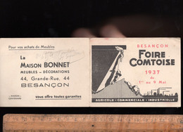 Mini Calendrier 1937 Foire Commerciale Industrielle Comtoise BESANCON Maison BONNET Meubles 44 Grande Rue Besançon - Kleinformat : ...-1900