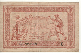 FRANCE  1 Franc  (Trésorerie Aux Armées)   PM2   ND  1917  (Woman With Child, Soldier With Dog) - 5 F 1912-1917 ''Bleu''