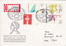 Eingedruckter R-Zettel,  5248 Wissen, Sieg ,  Nr. 134 Ub " Ww ",  Olymbria '84 - R- & V- Labels