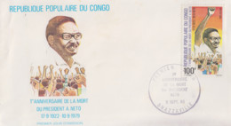 Enveloppe  FDC  1er  Jour   CONGO  1er  Anniversaire   Mort  Du   Président   A.  NETO    1980 - FDC