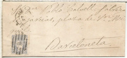 ISABEL II ENVUELTA DE ALICANTE A BARCELONETA BARCELONA 1870 PARRILLA NUMERADA 9 - Lettres & Documents