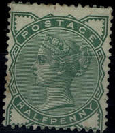 GREAT BRITAIN 1880 QUEEN VICTORIA 1/2p GREEN MI No 55 MLH VF!! - Unused Stamps