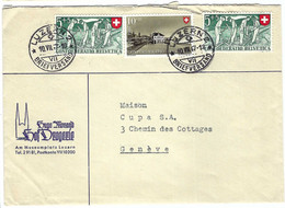 SUISSE Pro Patria 1947: LSC De Lucerne Pour Genève Avec Les ZNr. B34 (2x) Et B35 (1x), Obl. CAD - Otros & Sin Clasificación