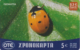 Télécarte GRECE - ANIMAL - COCCINELLE - LADYBIRD GREECE Phonecard - MARIENKÄFER - 37 - Ladybugs