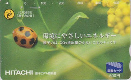 Carte Prépayée JAPON - ANIMAL - COCCINELLE ** HITACHI ** - LADYBIRD JAPAN Prepaid Tosho Card -  MARIENKÄFER Karte - 43 - Ladybugs