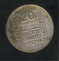 Fausse 20 Francs Turin 1934 - Laiton Partiellement Argenté - Exonumia - Varianten En Curiosa