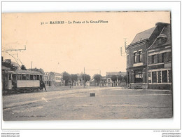 CPA 59 Raismes La Poste Et La Grand Rue Et Le Train Tramway Ligne D'Anzin St Amand - Raismes