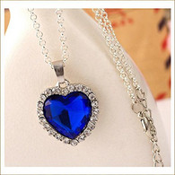 TITANIC COLLANA BLU OCEANO COLORE ARGENTO CON PIETRA BLU I LOVE YOU AMORE C:C - Colliers/Chaînes