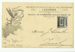 1c. Gris PREO BRUXELLES 1896 Sur CP Illustrée (Lexcursion Voyages En Touts Pays) Vers Jumet - 16097 - Roulettes 1894-99