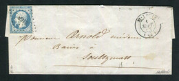 Rare Lettre De St Louis Pour Soultzmatt ( 1853 ) Avec Un N° 10 Présidence - Signé Calves - 1852 Louis-Napoleon