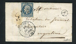 Rare Lettre De Brigueuil Par St Junien Pour Angoulême ( Haute Vienne 1853 ) Avec Un N° 10 Présidence - 1852 Louis-Napoleon