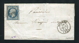 Rare Lettre De Roanne Pour Panissières ( 1854 ) Avec Un N° 10 Présidence - 1852 Louis-Napoleon