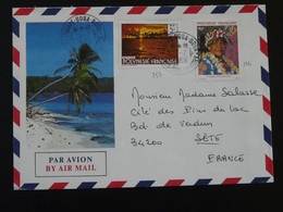 Lettre Avec Illustration Concordante Cocotier Coconut Tree Polynésie Française 1989 (171) - Covers & Documents