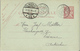 CRETE - MOUCHON - 1909 - CARTE ENTIER AVEC DATE "314" RARE OBLITEREE LA CANEE Pour WIEN (AUTRICHE) - Other & Unclassified