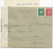 1942 - PETAIN - LETTRE Avec CENSURE De NICE Pour ST DIDIER (VAUCLUSE) - 1941-42 Pétain