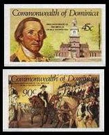 DOMINICA 1982 President Washington Clocktower 45c/90c IMPERF.SHORT SET:2 Stamps - George Washington