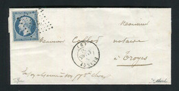 Rare Lettre De Plangy Pour Troyes ( 1853 ) Avec Un N° 10 - 25 Centimes Présidence - 1852 Louis-Napoleon