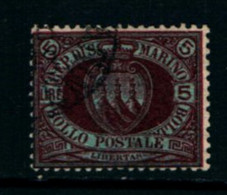 20818) SAN MARINO-5 LIRE  -Cifra E Stemma In Cornice Ovale - 10 Luglio 1892-   USATO - Neufs