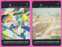 Singapore 2 Cards  Old Transport Subway Train Bus Ticket Card Transitlink Used Art Paintings Kandinsky Van Gogh - Monde