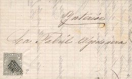 Ø 141 En Carta Correo Interior De Barcelona, El 10/11/1874. Mat. R.P. Franqueo Improcedente Y Exclusivo Con Sello De Imp - Covers & Documents