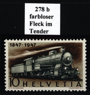 278 B "farbloser Fleck Im Tender" - Postfrisch/**/MNH - Variétés