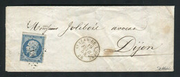 Rare Lettre De St Jean De Losne Pour Dijon ( 1854 ) Avec Un N° 10 - 25 Centimes Présidence - Variété Cachet à Date - 1852 Louis-Napoleon