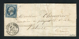 Rare Lettre De St Vallier Sur Rhône Pour Valence ( 1853 ) Avec Un N° 10 - 25 Centimes Présidence - 1852 Louis-Napoleon