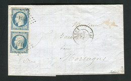 Rare Lettre En Double Port De Dreux Pour Mortagne ( 1854 ) Avec Une Paire De N° 10 - 25 Centimes Présidence - 1852 Louis-Napoleon