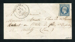 Rare Lettre D'Ecouis Pour Andely ( 1853 ) Avec Un N° 10 - 25 Centimes Présidence - 1852 Louis-Napoleon