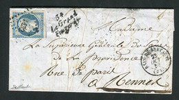 Rare Lettre Du Grand Fougeray Par Bain De Bretagne Pour Rennes ( Ille-et-Vilaine 1853 ) Avec Un N° 10 - 1852 Louis-Napoleon