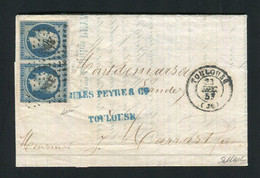 Rare Lettre En Double Port De Toulouse Pour Mont De Marsan ( 1853 ) Avec Un N° 10 - Signé Baudot - 1852 Louis-Napoleon