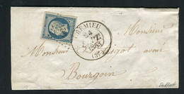 Rare Lettre De Crémieu Pour Bourgoin ( 1853 ) Avec Un N° 10 - 1852 Louis-Napoleon