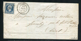 Rare Lettre D'Orgelet Pour Lennely Par La Ferté St Aubin ( Jura 1853 ) Avec Un N° 10 - 1852 Louis-Napoleon