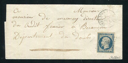 Rare Lettre De Mont Sous Vaudrey Pour Besançon ( Jura 1853 ) Avec Un N° 10 - 1852 Louis-Napoleon