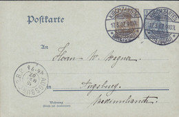 Deutsches Reich Postal Stationery Ganzsache 3 Pf. Neben 2 Pf. Germania Deuxe KIRCHZARTEN Breisgau 1907 AUGSBURG (Arr.) - Cartes Postales