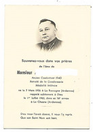 FAIRE PART DECES ANCIEN COMBATTANT 1940, RETRAITE DE GENDARMERIE, MEDAILLE MILITAIRE, LA ROMAGNE, LE CHESNE, ARDENNES 08 - Overlijden