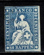 Suisse 1854/62 - 10 Rappen - No Gum (2 Scans) - Unused Stamps