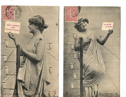 2 CPA 1903 / Jeune Femme, Télégraphe, Bonne Année, Un Million De Baisers / Editeur ROYER Nancy - Royer