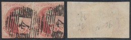 Médaillon - N°12A En Paire (coupure Dans L'interstice, Bord Inférieur Gauche Au Filet) Obl P4 "Anvers". - 1858-1862 Medaillen (9/12)
