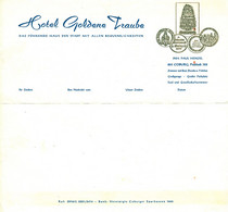 Coburg Franken 1962 Deko Farbige Rechnung " Hotel Goldene Traube " - Lebensmittel