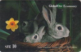 Télécarte Prépayée SUISSE GLOBAL ONE - ANIMAL - LAPIN - RABBIT - Switzerland Prepaid Phonecard - 320 - Lapins