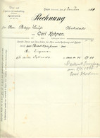 Haan Bei Hilden 1907 Deko Rechnung " Carl Kohnen Wein- Und Zigarrengroßhandlung " - Alimentos