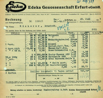 Erfurt Thüringen DDR 1955 Deko Rechnung " EDEKA Genossenschaft Malzgasse 1 " - Lebensmittel