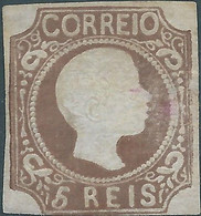 PORTOGALLO -PORTUGAL -1856 King Pedro V - Curly Hair,5R Reddish Brown,Not Used,Mint,Value:€400,00 - Ungebraucht