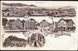 Um 1900 Ungelaufene Litho-AK: Gruss Aus Lützelflüh. 6 Bildrig. Rückseitig Etwas Fleckig. - Lützelflüh