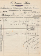 Hilden Bei Haan 1907 Rechnung " Fr.Viemann Petroleumvertrieb In Straßenwagen Colonialwaren Südfrüchte Conserven " - Agricultura