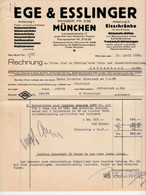 München 1928 Deko Rechnung " Ege & Esslinger Eisschränke Kühlbedarf Für Brauerei Hotel Wirtschaft " - Transports