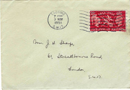 GB 1951 Festival Of Britain 2.5d Addressed FDC Postmarked Tooting SW7 - ....-1951 Pre Elizabeth II