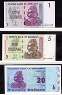 ZIMBABWE  2007  $1/$20 000 000 000  7 BANCONOTE  FDS - Simbabwe